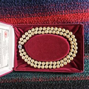 Jackie O pearl necklace, CZ Clasp